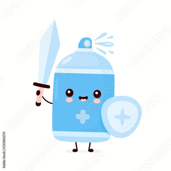 Obraz Cute happy smiling antiseptic spray bottle