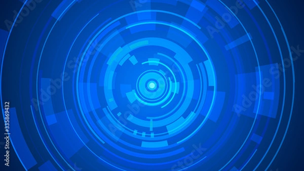 Fototapeta Circle blue technology Hi-tech dark background. Abstract graphic digital future concept design.