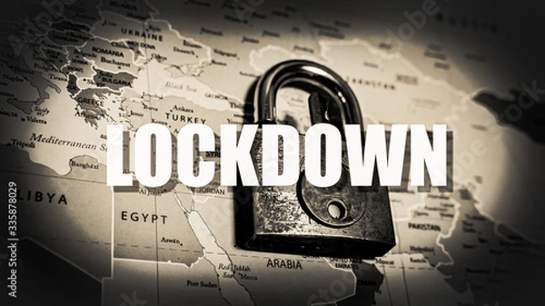 Fototapeta lockdown globaly from coronavirus spreading disease