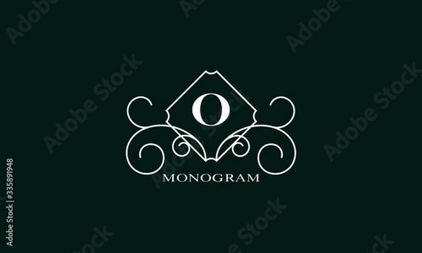 Fototapeta Simple and elegant monogram design template, elegant logo design with letter O. Vector illustration of business sign, restaurant, hotel.