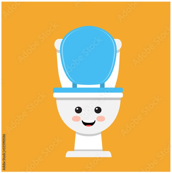 Obraz Cute toilet bowl smiling on orange background