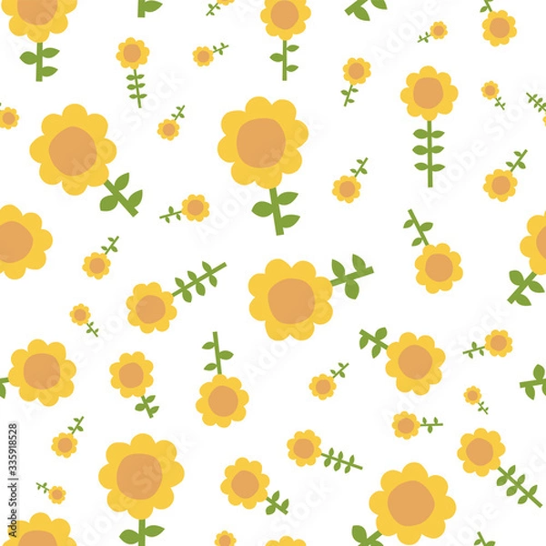 Fototapeta Summer 60s retro fresh daisy vector repeat. Perfect for home, kids, stationary, wrapping, scrapbooking.