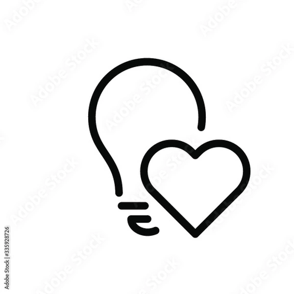 Fototapeta Light bulb and heart shape. Symbol of passion, inspiration, love, abstract, adore, art.