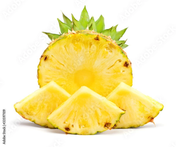 Fototapeta Fresh slice pineapple on white background