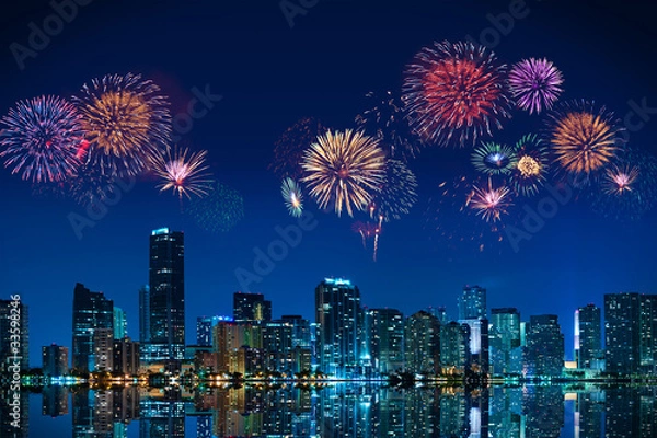 Fototapeta Fireworks in Miami