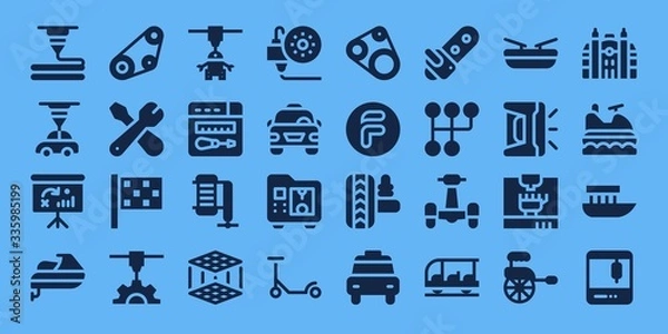 Fototapeta Modern Simple Set of motor Vector filled Icons