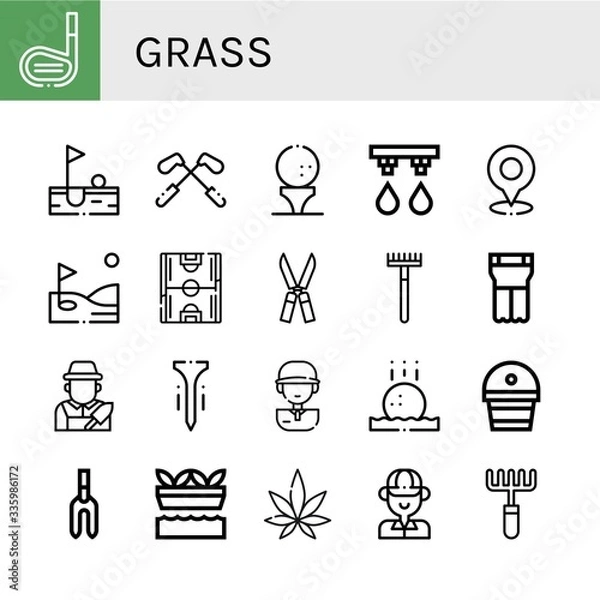 Fototapeta Set of grass icons