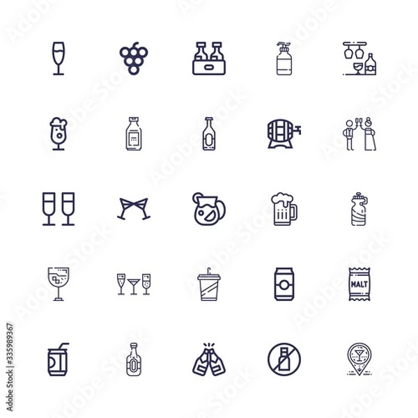 Fototapeta Editable 25 alcohol icons for web and mobile