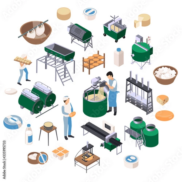 Fototapeta Dairy Production Isometric Composition