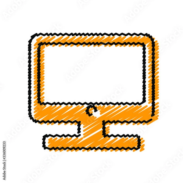 Obraz Computer monitor hand drawn icons. Stroke vector elements for trendy and modern design. Vector hand draw icons isolated on a white background. Vector illustration