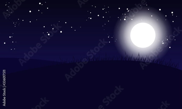 Obraz Dark sky The sunrise Vector landscape with mountains shadow