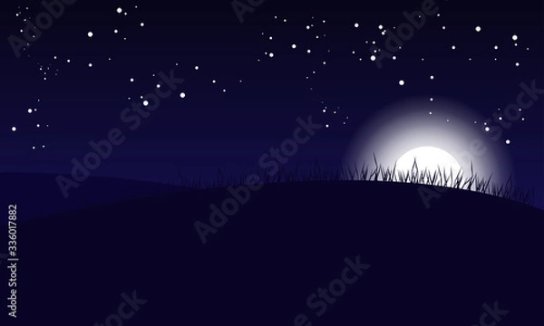 Obraz Dark sky The sunrise Vector landscape with mountains shadow