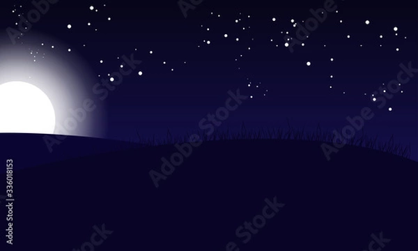 Obraz Dark sky The sunrise Vector landscape with mountains shadow