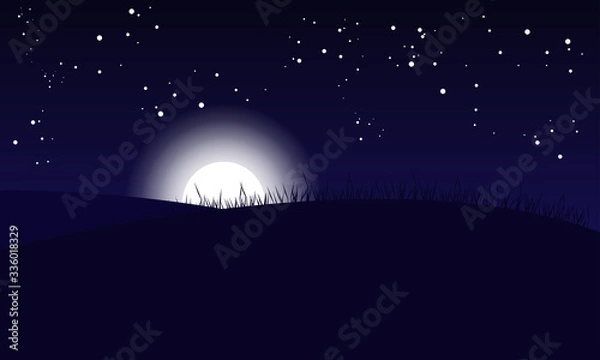 Obraz Dark sky The sunrise Vector landscape with mountains shadow
