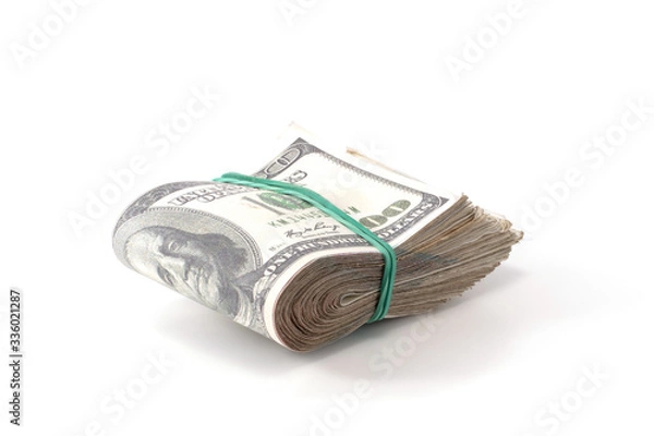 Fototapeta folded wad of money isolated