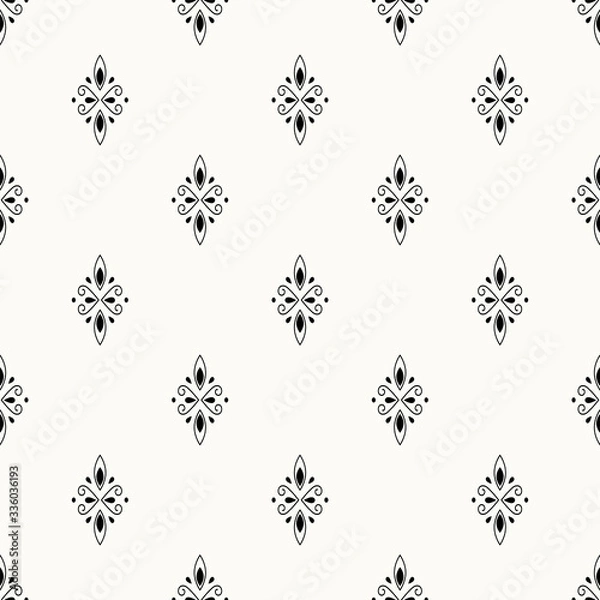 Fototapeta Geometric seamless vector patter, black, grey and white neutral background pattern