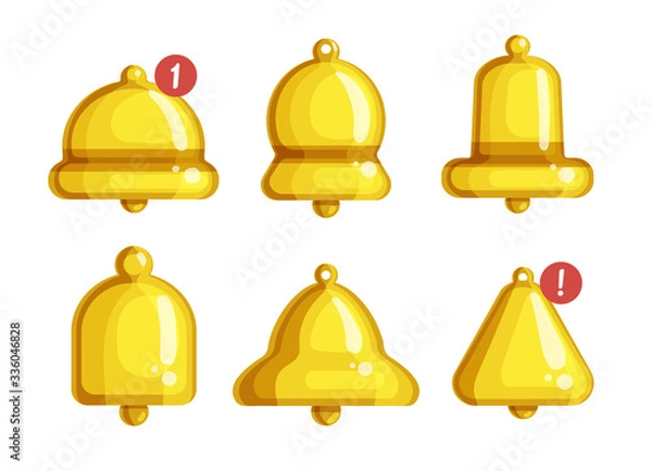 Fototapeta Bell notification isolated cartoon set icon. Vector illustration notice on white background. Vector cartoon set icon bell notification.
