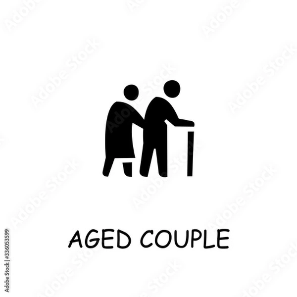 Fototapeta Aged couple flat vector icon