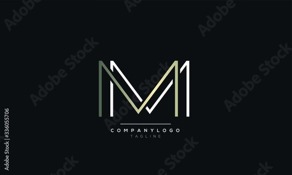 Fototapeta WW or MM M alphabet abstract initial letter logo design vector template