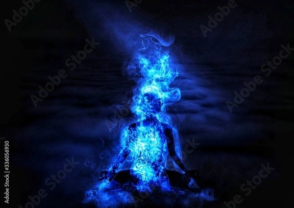 Fototapeta 瞑想する人のシルエット