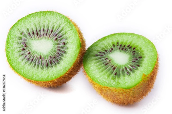 Fototapeta Halves of kiwi on a white background. Isolated fresh fruit of green color