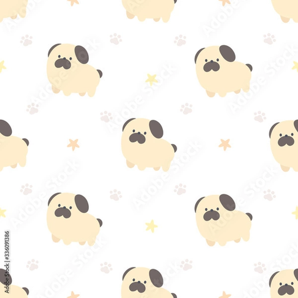 Obraz Cute pug dog seamless pattern background