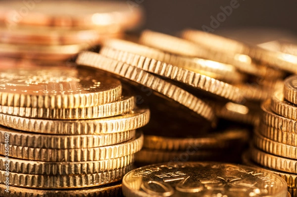 Obraz Stack of coins. Money, Financial, Business down