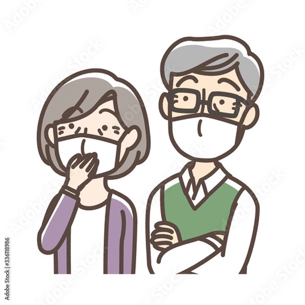 Fototapeta マスクをしている男女