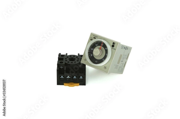 Obraz solid state time, multi range timer with socket isolate on white background.