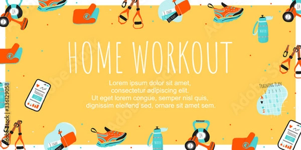 Fototapeta Template poster home workout