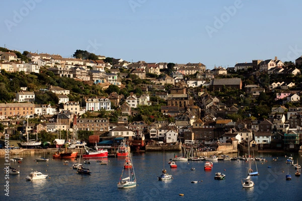 Fototapeta Fowey (England), UK - August 19, 2015: Looking across Fowey estuary to Polruan, Cornwall, England, United Kingdom.