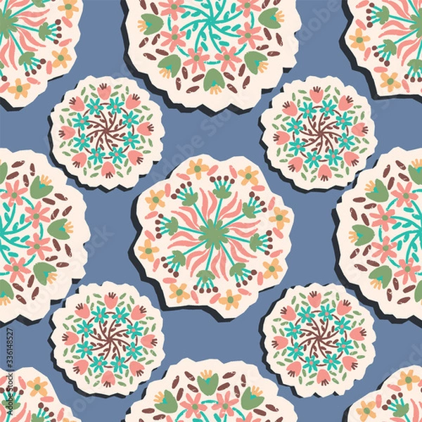 Fototapeta Vector hand drawn floral mandala seamless pattern