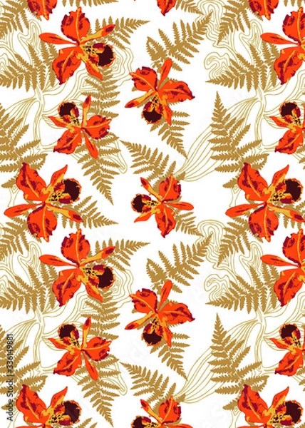 Obraz Cute pattern of small flowers. Cafe floral background Stylish template for fashion prints. decor and wallpaper.