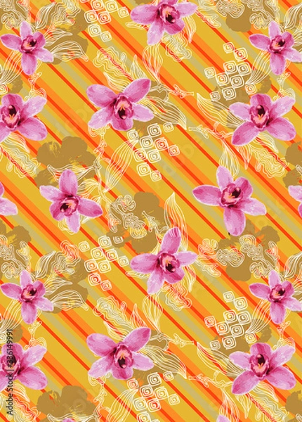 Obraz Cute pattern of small flowers. Cafe floral background Stylish template for fashion prints. decor and wallpaper.