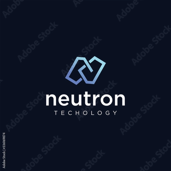 Fototapeta Letter N Tech Logo Linear Design Vector Stock . Letter N Logo Line Design Template .