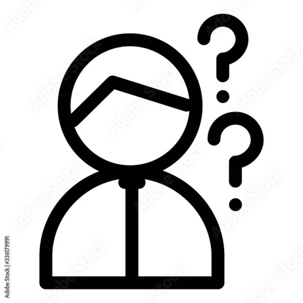 Fototapeta Person with question marks icon. Confusion, thinking sign.