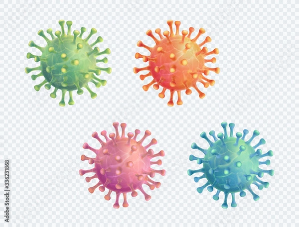 Obraz Coronavirus Covid-19 wektor 3d realistyczny zestaw ilustracji