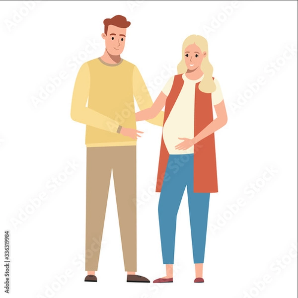 Fototapeta Happy heterosexual couple expecting a baby.