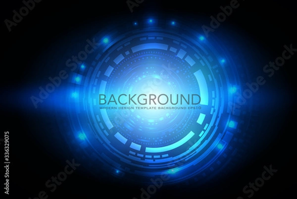 Fototapeta Vector circle technology design on blue color background. - Vector