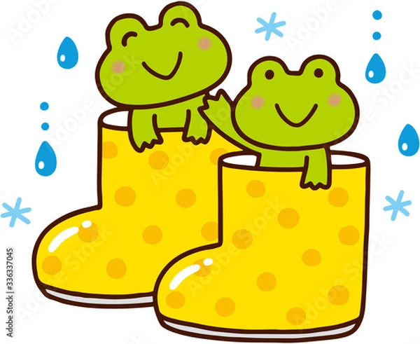 Fototapeta 雨の日のカエルたち