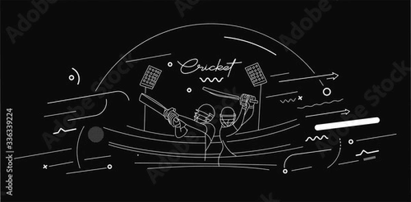 Obraz Cricket horizontal banner batsman championship background. Use for cover, poster, template, brochure, decorated, flyer, banner.