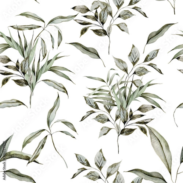 Fototapeta Seamless watercolor pattern with branches.