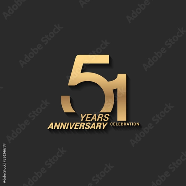 Obraz 51 years anniversary celebration logotype with elegant modern number gold color for celebration