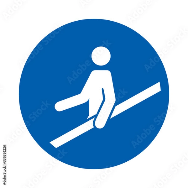 Fototapeta Use handrail. M012. Standard ISO 7010. Safety and precaution signs, for every factory and business.