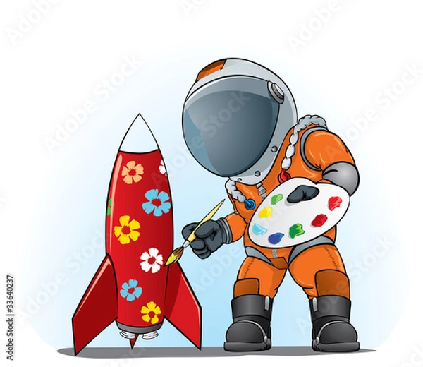 Obraz astronaut painting the rocket