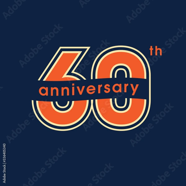 Fototapeta 60 years anniversary vector logo, icon. Graphic design element with number