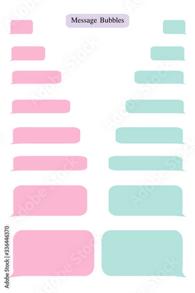 Fototapeta Message bubble chat for phone for sms, text, chatting. Empty blank for messenger in flat style on pink and blue colors. Vector illustration on  white background