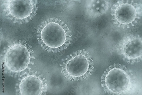 Obraz Viral structure. Viral particle is made up of a nucleus of nucleic acid (DNA or RNA) surrounded by a protein coat. Conceptual illustrative virus.