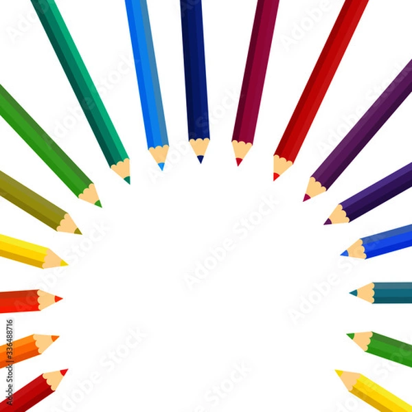 Obraz This is a vector background with colored pencils, colorful crayons.