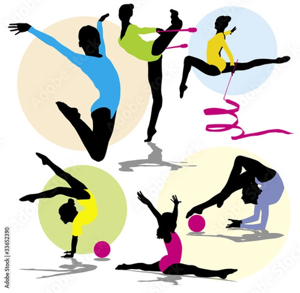 Fototapeta set vector silhouettes rhythmic gymnastics
